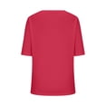thumbnail image 4 of MIXUE Boho Tops For Women Summer Solid Color V Neck Short Sleeve Casual Basic Soft Pullover Shirts For Women Tshirts Streetwear,Red,S, 4 of 4