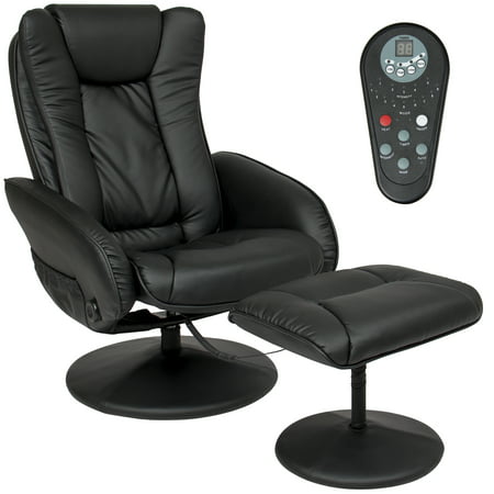 Best Choice Products Faux Leather Electric Massage Recliner Couch Chair with Stool Footrest Ottoman, Remote Control, 5 Heat & Massage Modes, Side Pockets, (Stressless Recliners Best Prices)