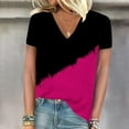 thumbnail image 2 of Camisetas de Manga Corta para las Mujeres de Cuello en V Sólido Casual Camiseta, 95% Poliéster 5% Spandex Vintage Ligero Top para Diario, Fiesta Y Primavera, 2 of 4