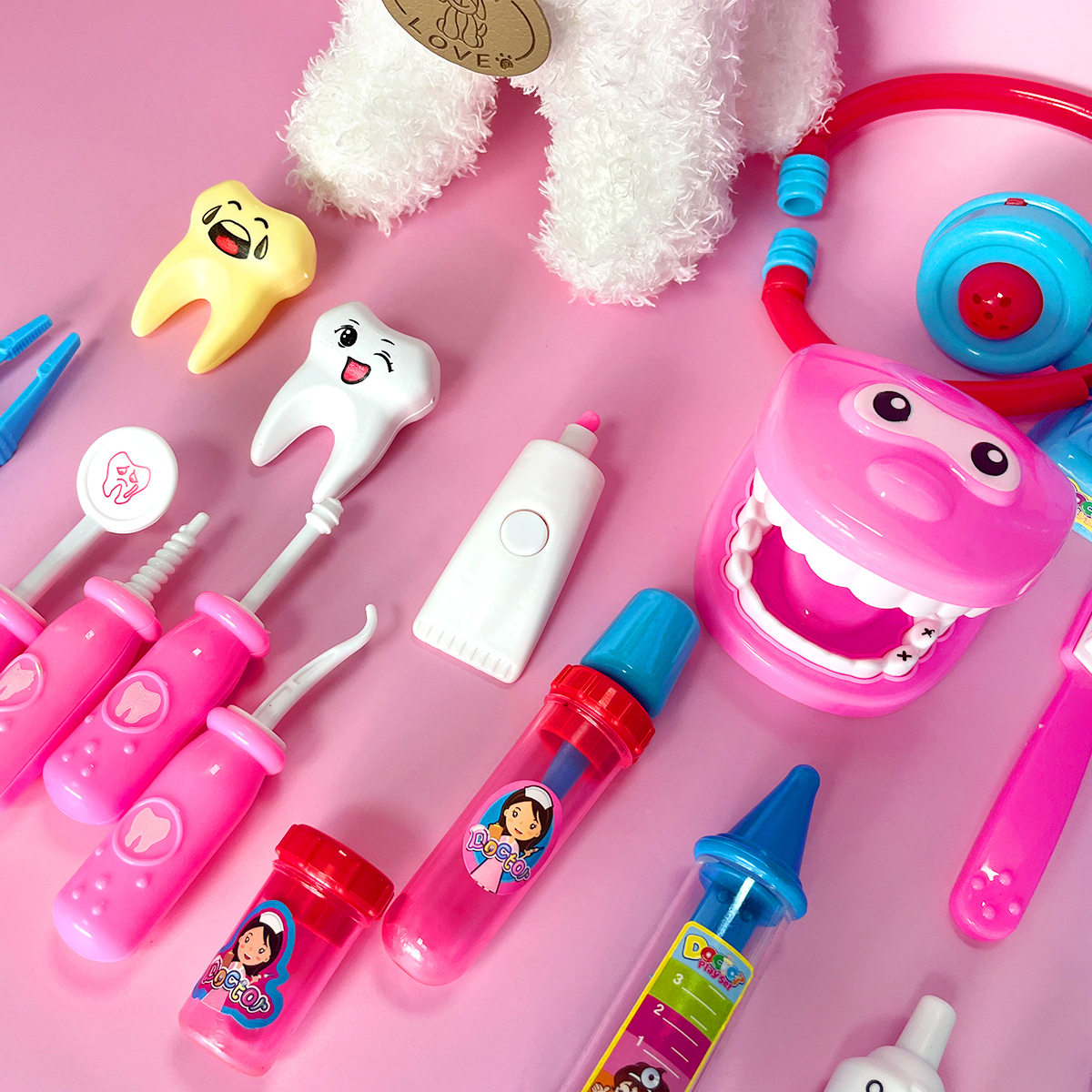 Doctor Kit for Kids Pretend Play Toy for Toddler Dentist Toy with Dog Christmas Birthday Gift for Preschool Boys Girls for Role Play Game 22Pcs