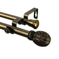 Decorative Double Curtain Rod - Antique Brass Finish, Adjustable Length, Window Treatment Hardware Set