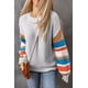 thumbnail image 2 of ABPHQTO Suéter gris con cuello redondo y manga farol a rayas para mujer, 2 of 5