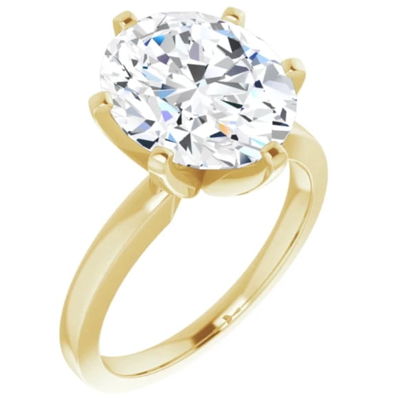 3 Ct. Solitaire Oval Lab Diamond Engagement Ring Yellow Gold