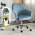 thumbnail image 2 of Velvet Swivel Office Chair Upholstered Home Office Desk Chair, Ergonomic Adjustable Accent Chair,Light Blue, 2 of 6