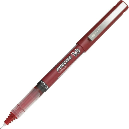 Pilot® Precise V5 Roller Ball Stick Pen, Needle Point, 0.5mm Extra Fine - Red Ink (12 Per Pack)