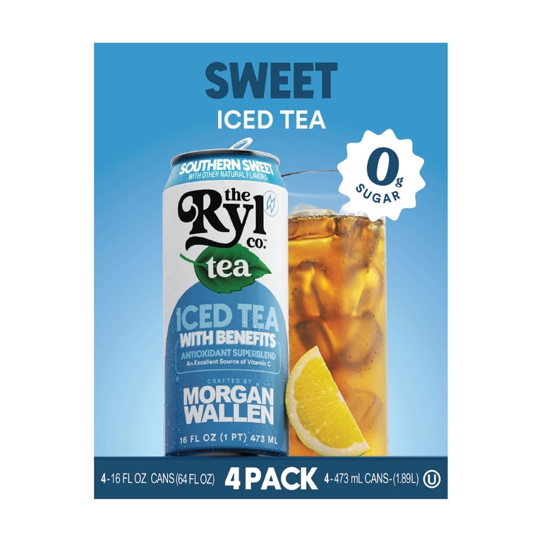 Ryl Iced Tea Sweet Tea 4 Pack, Zero Sugar Black Tea, Antioxidant