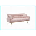 thumbnail image 6 of 71.7-Inch Teddy Fleece Convertible Sofa Bed with 2 Pillows - 3-Seat for Living Room/Bedroom (Green/Gray/Beige/Pink), 6 of 9