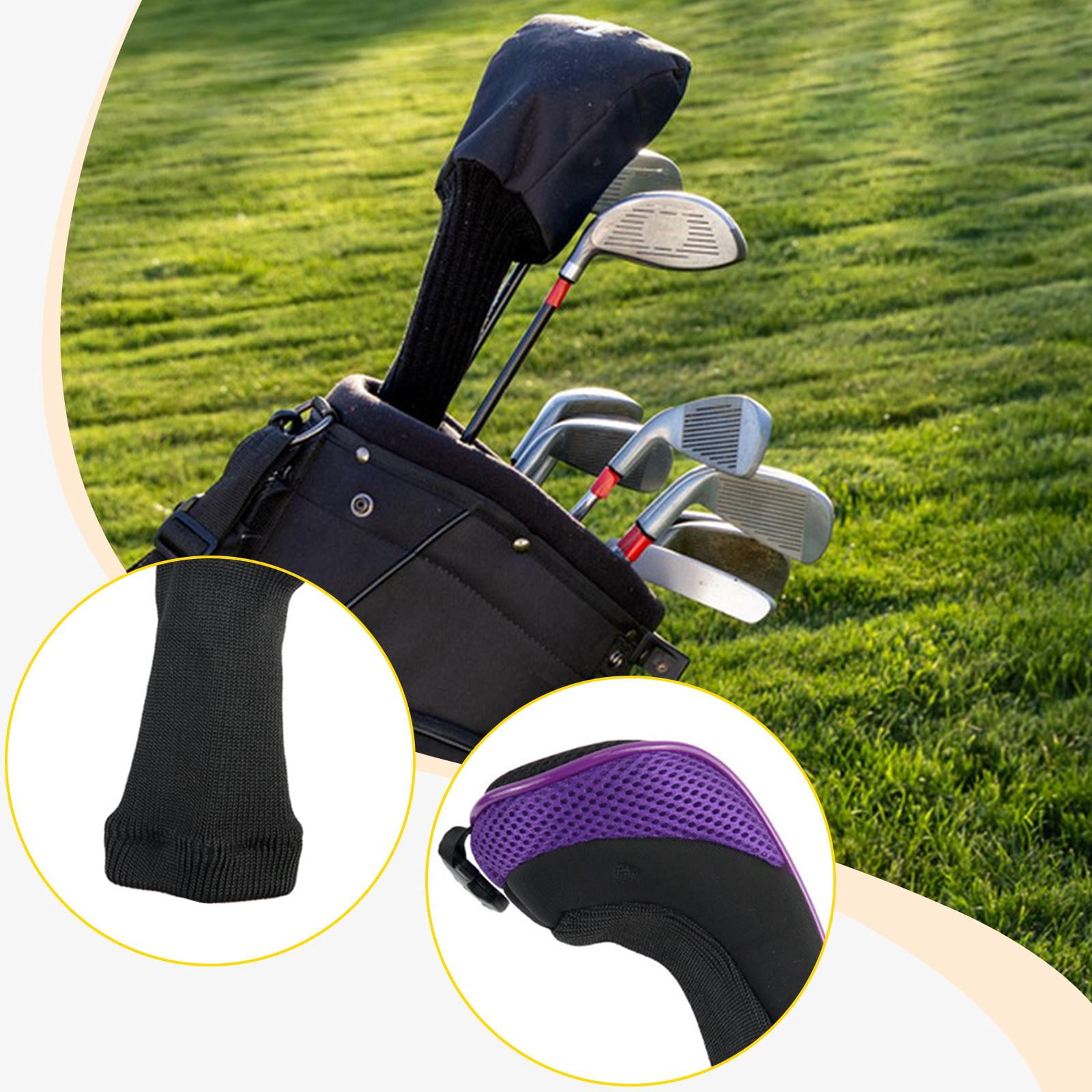 funtasica 2 Pieces Golf Hybrid Club Cover Club Headcovers Accessories Club Protector Sleeve Equipment Polyester Wear Resistant Anti Scratch Lightweight Design S Purple