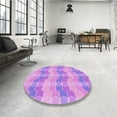 thumbnail image 4 of Ahgly Company Machine Washable Indoor Round Transitional Violet Purple Area Rugs, 4' Round, 4 of 7