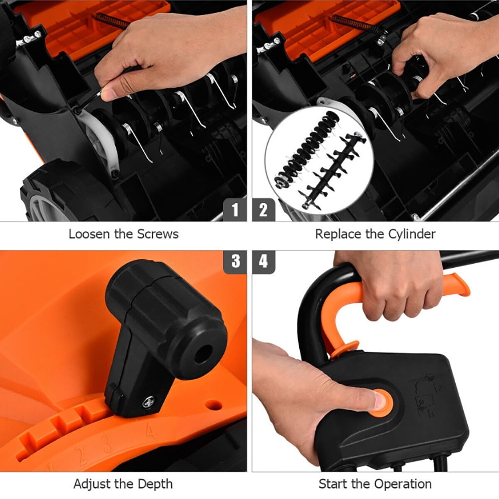 YYAo Scarifier Dethatcher,Electric Lawn Dethatcher,13 Inch 12 Amp Electric Scarifier with Collection Bag and Removable Blades-Orange