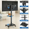 thumbnail image 6 of RTVR Modern Rolling TV Stand with Swivel Mount for 32-60 inch Screens, Corner TV Stand Tilt Adjustable with Media Shelf, 6 of 8