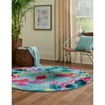 thumbnail image 4 of Unique Loom Azalea Collection Area Rug - Indica (3' Round Aqua/Navy Blue), 4 of 7