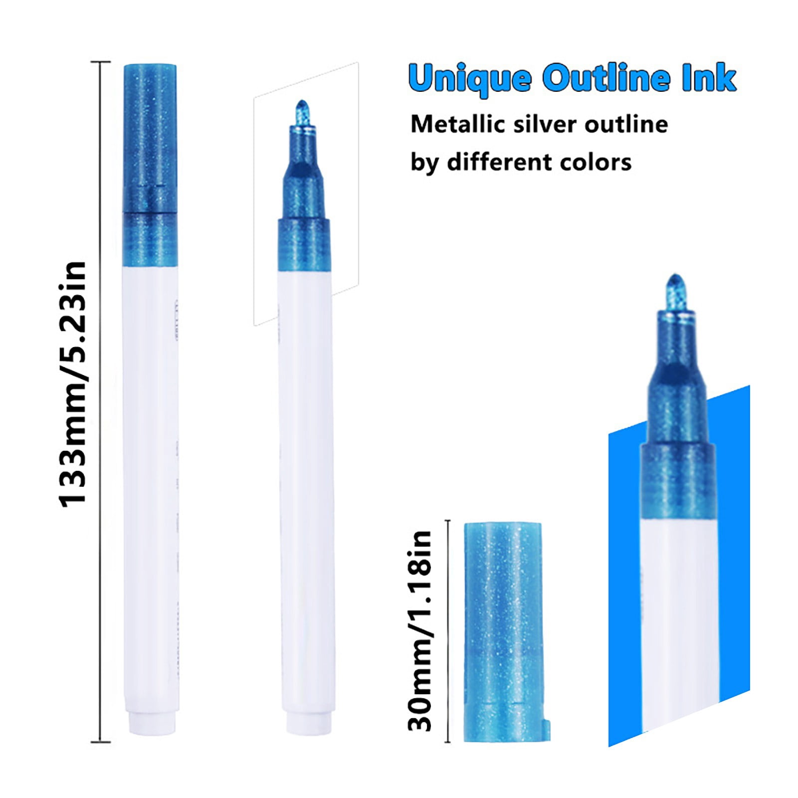 Artistro Metallic Markers Set, Finenolo Outline Markers, Glitter Outline Markers, Double Outline Markers, Outline Markers Self-Outline Metallic Markers, Outline Pens Metallic for Journaling