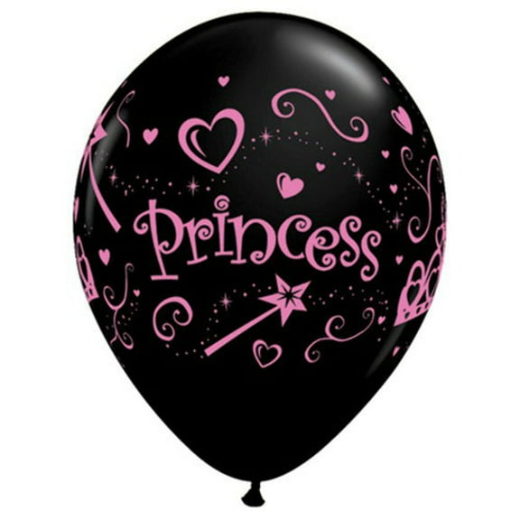 11 inch Qualatex Princess - Onyx Black Latex Balloons (50 Pack) - Party Supplies Decorations