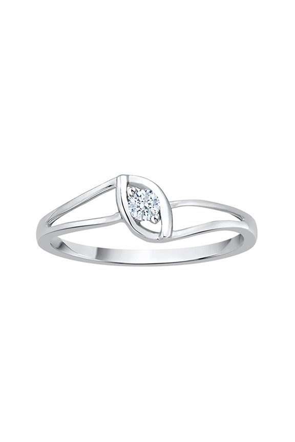 Diamond Solitaire Promise Ring in 10K White Gold (1/10 cttw) (I-Color, SI3/I1-Clarity) (Size-7)