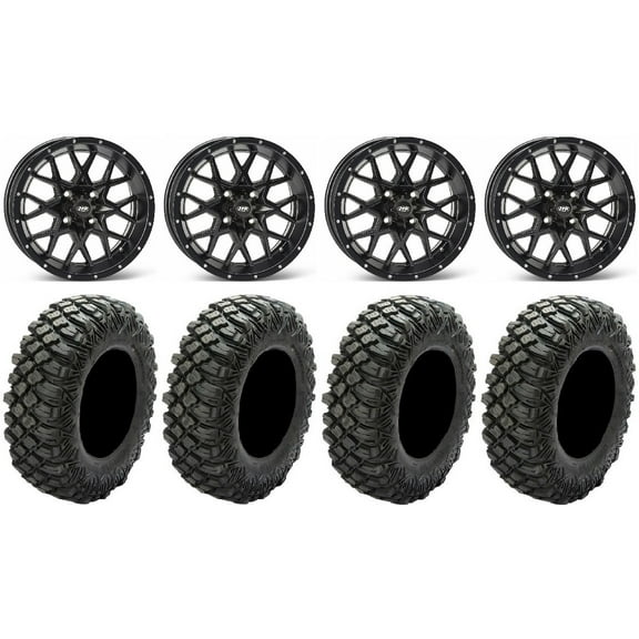 ITP Hurricane 15" Wheels Black 28" Crawler XG Tires Kawasaki Teryx Mule