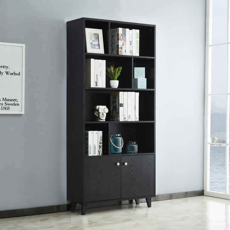 Black Bookcases With Glass Doors
