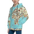 thumbnail image 2 of Kll Unisex Kids Boys Girls Hooded Pocket Pullover Hoodies-World Travel Line Icons Map, 2 of 9