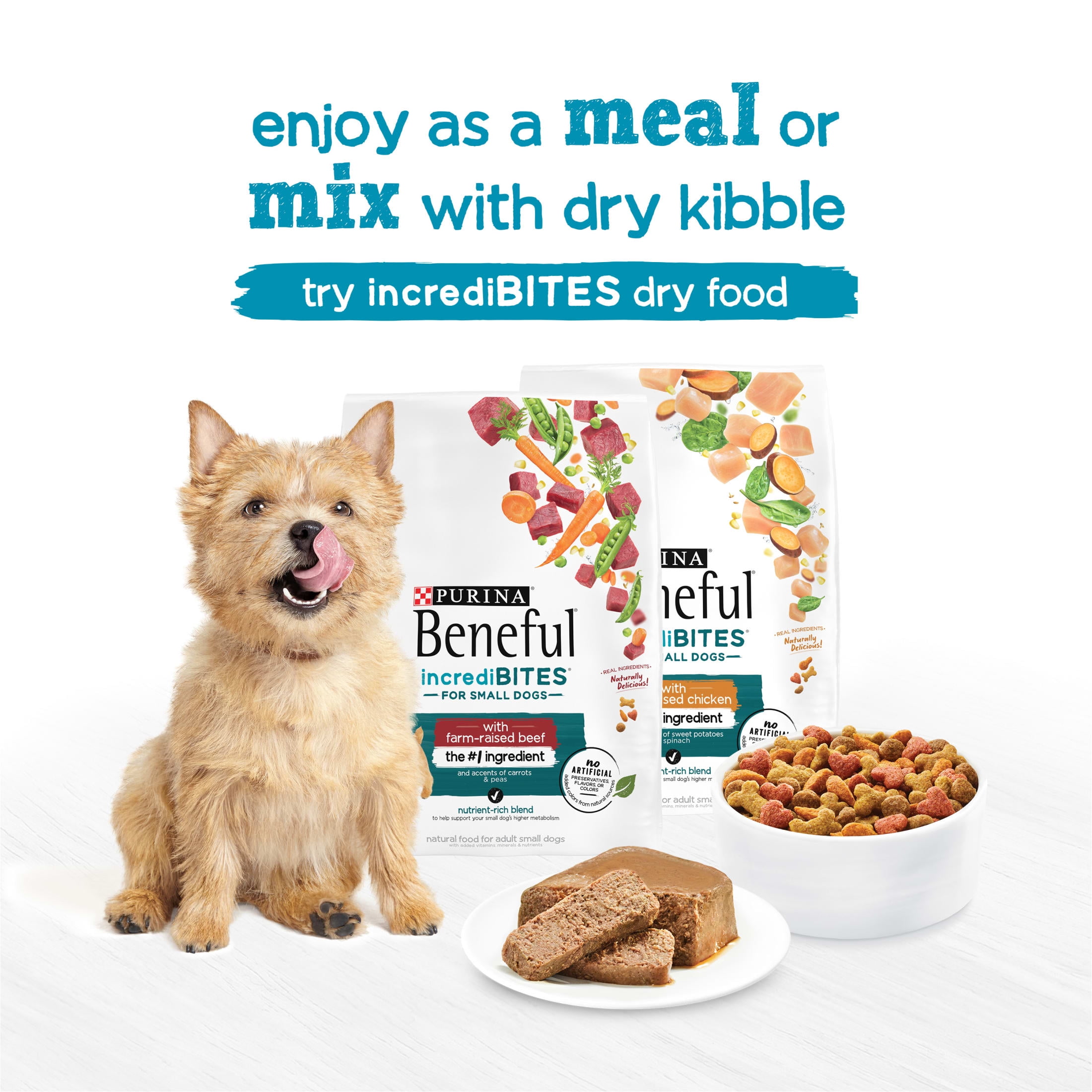 Purina Beneful IncrediBites Pate Wet Dog Food for Small Dogs, Natural Soft Porterhouse Steak Flavor in Savory Gravy, 3.5 oz Tub