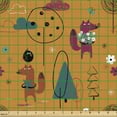 thumbnail image 2 of Ambesonne Animals Fabric by the Yard Upholstery, Cartoon Foxes and Crows, 3 Yards, Multicolor, 2 of 5