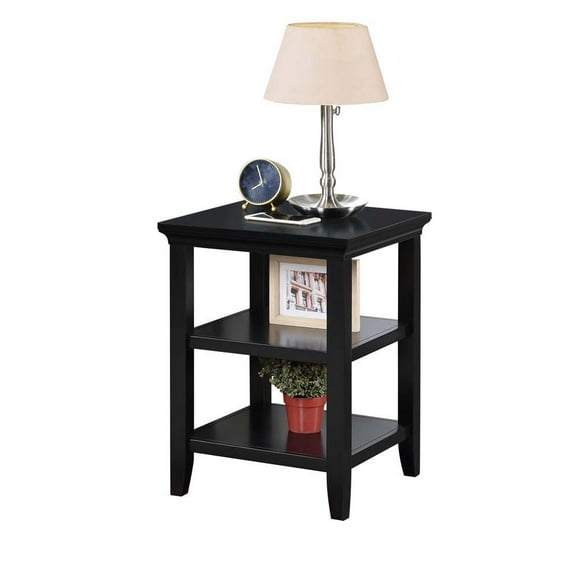 Convenience Concepts Tribeca Square End 3 Tier Table in Black Wood Finish