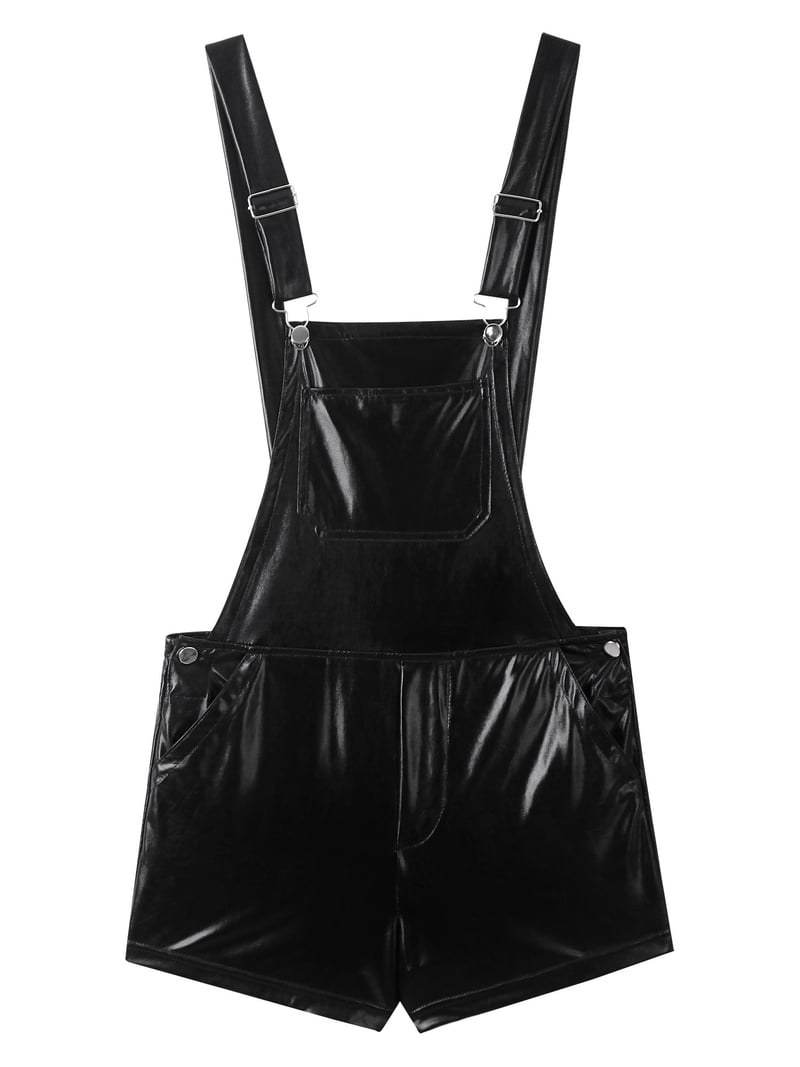 TiaoBug Mens Shiny Metallic Bib Overalls Dungarees Suspender