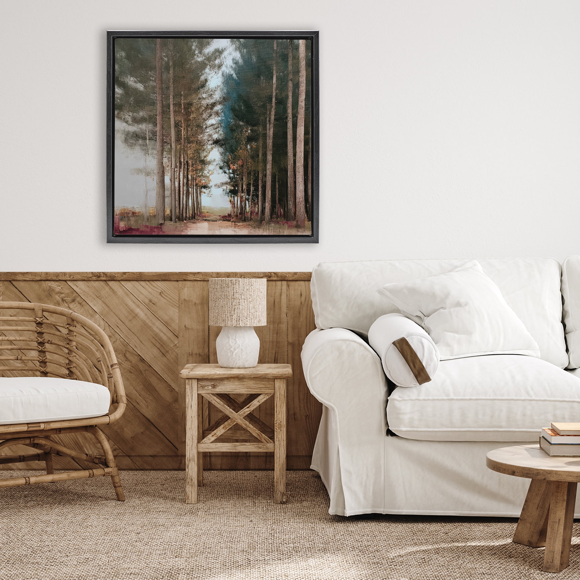 Stupell Industries Tall Trees Pathway Black Framed Floater Canvas Wall Art, design by Kim Curinga