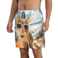 thumbnail image 2 of Susaid Surfing Cat Sun Print Men's Swim Trunks Hawaiian Bathing Mesh Lining Suit Swimsuits Beach Shorts with Pockets-Large, 2 of 6