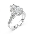 thumbnail image 6 of Bow Jewelry 14K White Gold Plated Wedding Teardrop Ring - Pear Cut 1.97 Ct Moissanite Ring - Wonderful Engagement Halo Ring - Wedding Bridesmaid Gift - Party Wear Moissanite Ring, 6 of 9