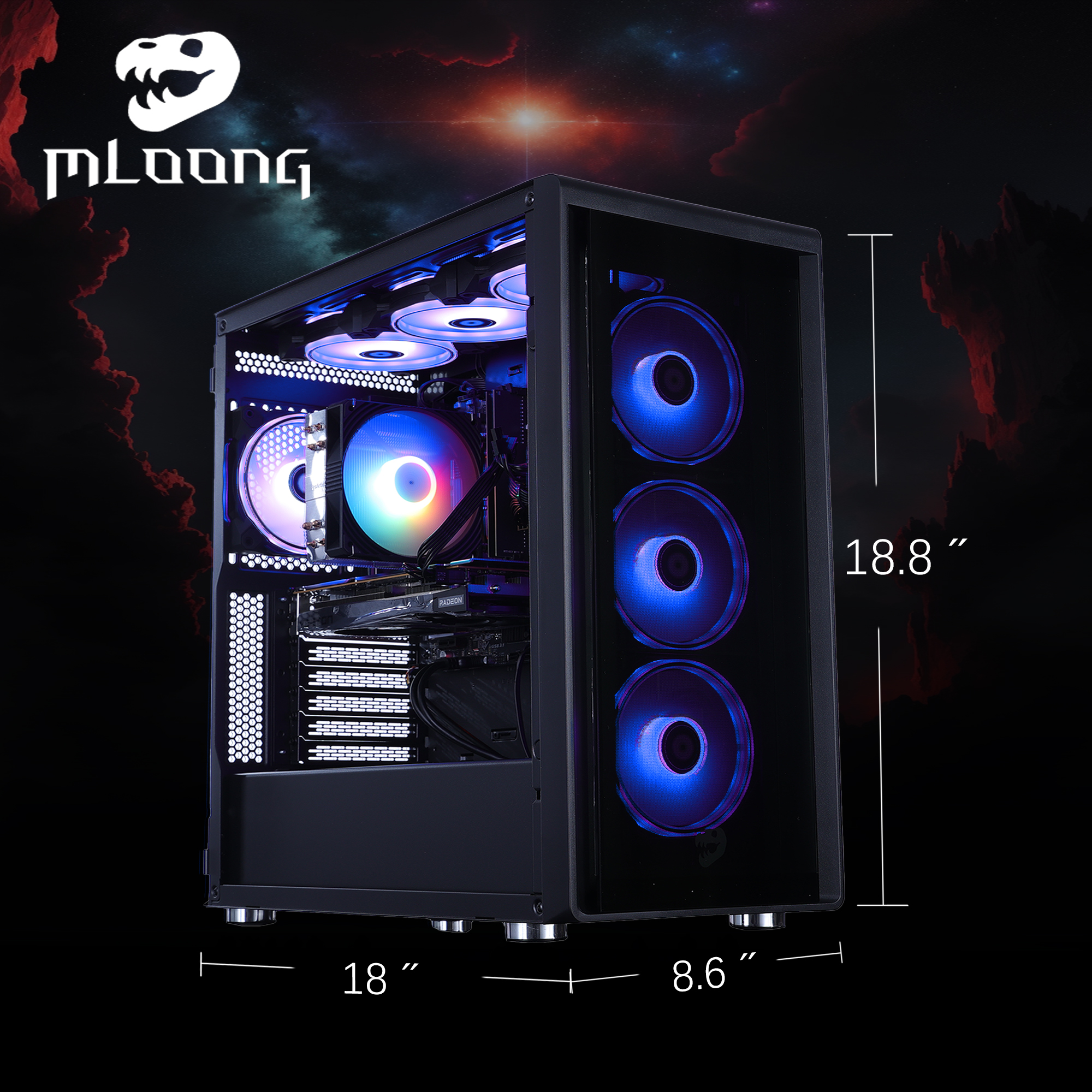 Mloong Gaming PC Desktop AMD Ryzen 5 5600, GeForce RTX 4060,1TB SSD,16GB RAM ,600W ,Win11 WIFI