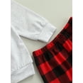 thumbnail image 6 of Kids Toddler Boy Christmas Outfit Car and Tree Long Sleeve Sweatshirt Top Buffalo Plaid Pants Set, 6 of 7