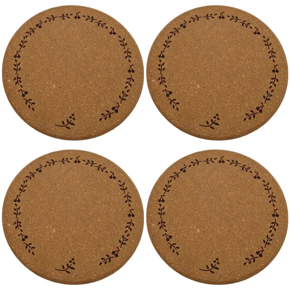 4 Pcs Round Cork Trivet Hot Pads, Decorative Natural Cork Trivets for Kitchen Table, Pot Holders for Hot Pots, Pans, Dishes, Non-Slip Heat Resistant Mats for Dining Countertops