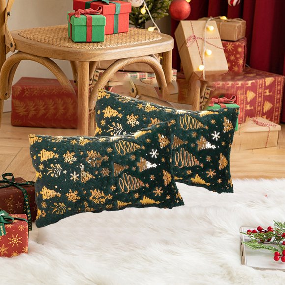 Funda de almohada navideña | Funda decorativa para sofá y sillón | Decoración de invierno para el hogar | Funda de almohada cuadrada de poliéster con cremallera | 45x45cm