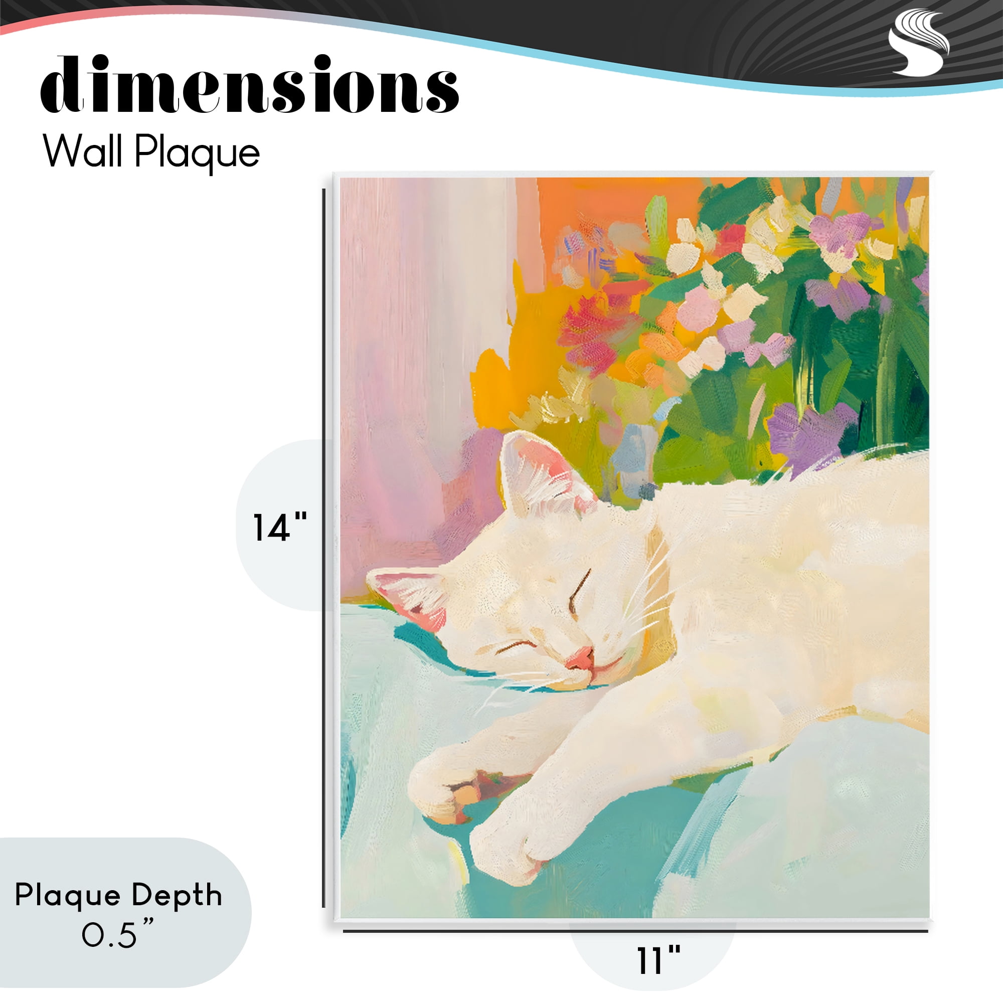 Stupell Industries Sleeping Cat with Flowers Wall Plaque Art, design by The Prints Vibe