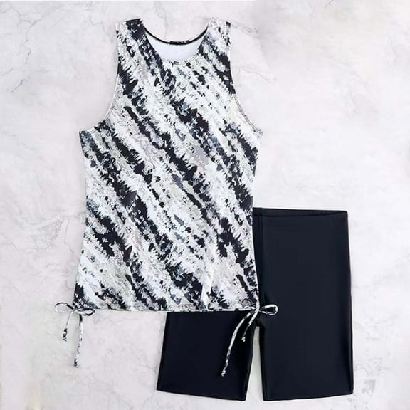 Tankini Swimsuits for Women Plus Size,Summer Casual Tankini Swimsuits with Shorts,Tankini Bathing Suits for Women Two Piece,Women's Fashion Fashion Printed Bandeau Swimsuit Two Piece Bikini Swimsuit