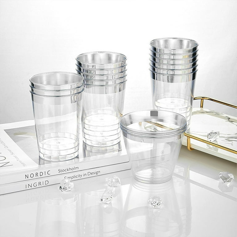 Stemless Wine Glasses,Gold Rim Clear Drinking Glasses 13.5 oz CREATIVE –  SHANULKA Home Decor
