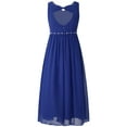 thumbnail image 2 of Eandarui Junior Girls V Neck Bowknot Hollow Back Bridesmaid Pageant Prom Wedding Long Maxi Dress Royal Blue 14, 2 of 5