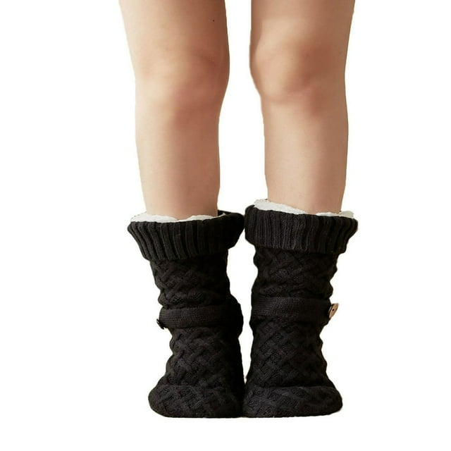 PENGXIANG Women Fuzzy Socks Fluffy Winter Warm Comfy Thick Socks Non Slip Cozy Knitted Socks with Button