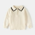 thumbnail image 4 of Likimi Toddler Kids Girls Sweater Solid Color Long Sleeve Lapel Pullover Tops Casual Comfortable Soft Fall Winter Clothes Size 6-7 Years White, 4 of 4