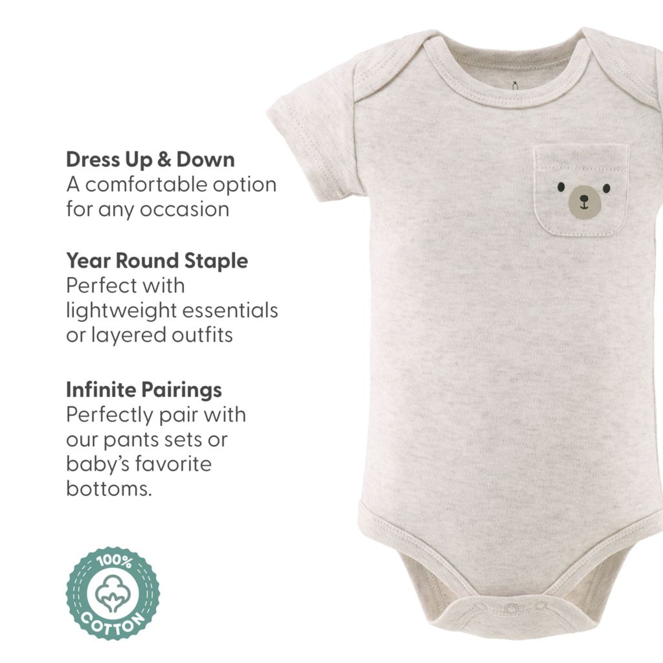 The Peanutshell Baby Bodysuit Pack with Safari Design, Unisex Baby Clothes for Newborns, 4-Pack