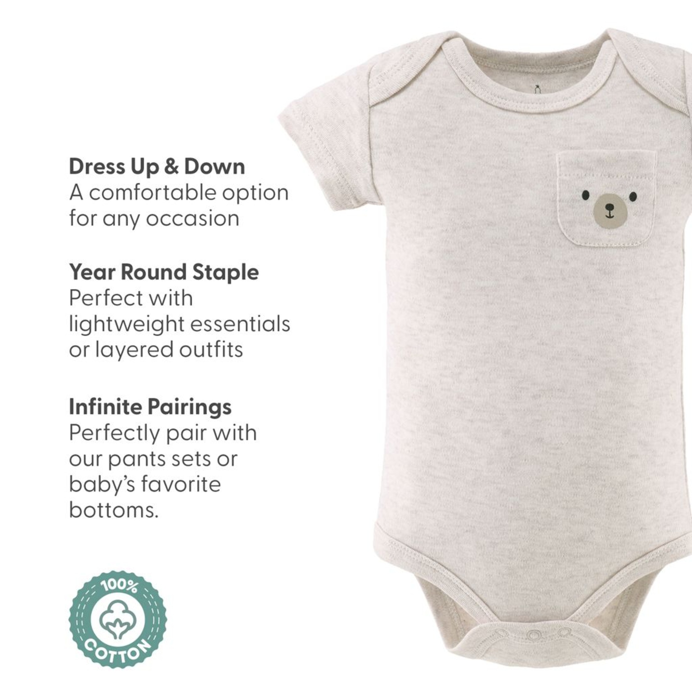 Peanutshell Safari Baby Bodysuits 4-Pack Unisex photo 3