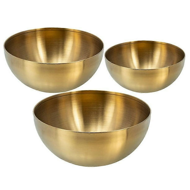 3pcs Salad Bowl Household Serving Bowl Stainless Steel Food Bowl Deepen Food Serving Bowl