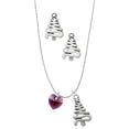 thumbnail image 1 of Delight Jewelry Purple Crystal Heart Silver tone Zig Zag Christmas Tree Charm Necklace and Stud Earrings, 1 of 4