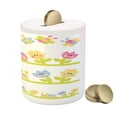 thumbnail image 3 of Tulip Piggy Bank, Cartoon Character Bees Tulip and Daisy Flowers Snails Garden Pattern, Ceramic Coin Bank Money Box for Cash Saving, 3.6" X 3.2", Pale Green Pale Blue, by Ambesonne, 3 of 4