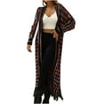 thumbnail image 2 of BADHUB Cardigan Sweaters for Women Fashion Crochet Knitted Colorful Open Front Tassels Long Fall Shrug Jacket Outerwear Purple XL, 2 of 8