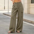 thumbnail image 5 of Women's Wide Leg Cargo Dress Pants High Rise Pleated Casual Suit Trousers Multi Pockets Work office Slacks with Pockets Fashion Bottoms Coffee, 5 of 6
