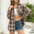 thumbnail image 5 of Womens Flannel Plaid Shirts in Women Long Sleeve Button Down Cropped Tops Spring Fall Casual Loose Fit Soft Women's Shirts, 5 of 6