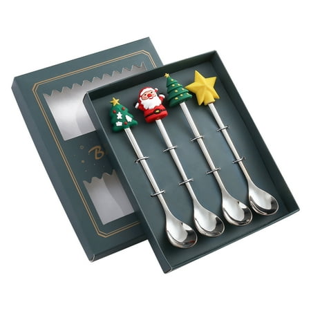 

Cuoff Stainless Steel Christmas Spoon Coffee Spoon Ice-Cream Soup Sugar Dessert Teaspoons fork Kitchen Tableware