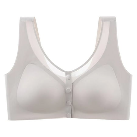 snowsong Nude Bralette Comfortable Bras for Women Womens Front Close Wirefree Comfortable Elastic Easy Close Sports Seamless Bras (Clearance) Plus Size Bra Wirefree Push up Bra Gray M