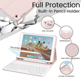 thumbnail image 5 of ZKTUYU Keyboard Case for iPad 9th Generation 2021/8th Gen 2020/7th Gen 2019 10.2 Inch, Stand Folio Keyboard Cover with Pencil Holder, Magnetically Detachable Wireless Bluetooth Keyboard, Pink, 5 of 9